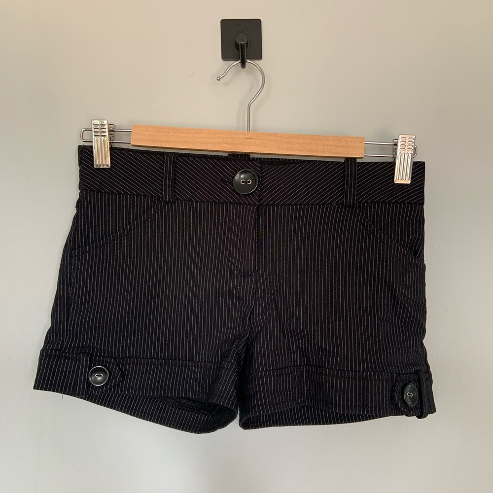 Black Pinstriped Short Shorts